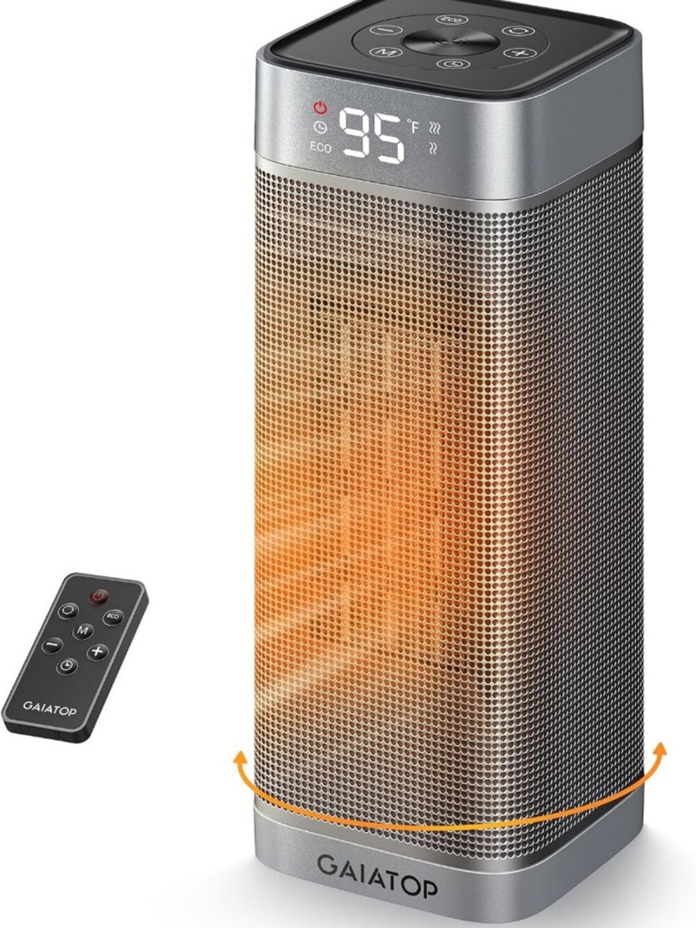 Portable Electric Space Heater with Thermostat, 1500W, Remote, 60° Oscillation